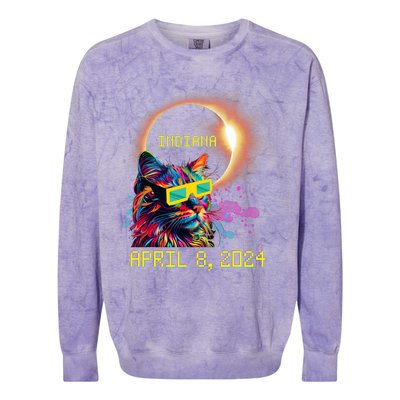 Totality Total Solar Eclipse Cat April 8 2024 Indiana Colorblast Crewneck Sweatshirt