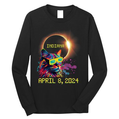 Totality Total Solar Eclipse Cat April 8 2024 Indiana Long Sleeve Shirt