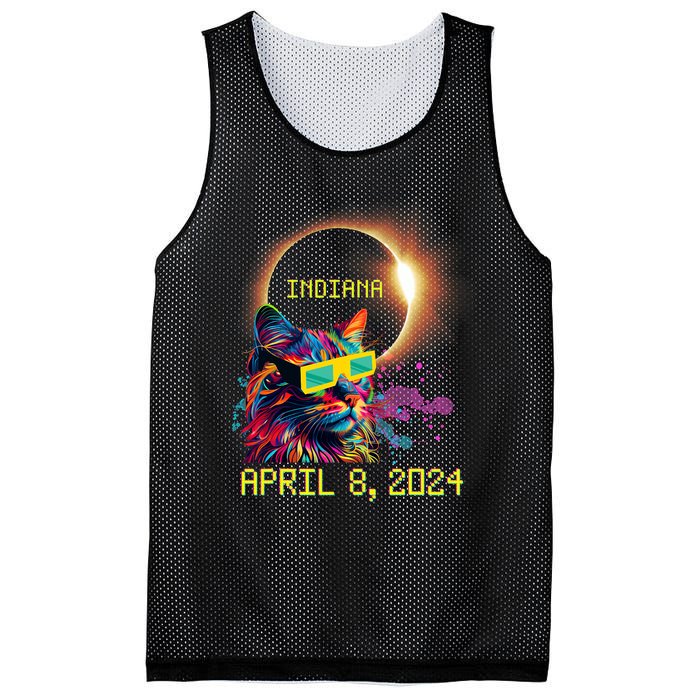 Totality Total Solar Eclipse Cat April 8 2024 Indiana Mesh Reversible Basketball Jersey Tank