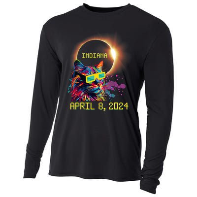 Totality Total Solar Eclipse Cat April 8 2024 Indiana Cooling Performance Long Sleeve Crew