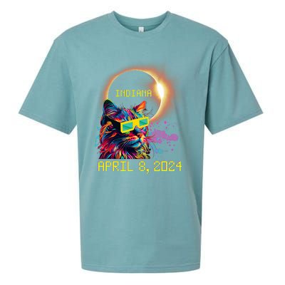 Totality Total Solar Eclipse Cat April 8 2024 Indiana Sueded Cloud Jersey T-Shirt