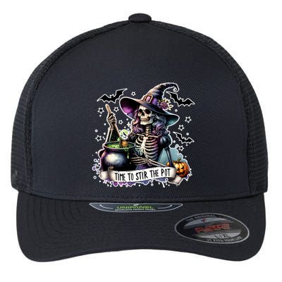 Time To Stir The Pot Witch Halloween Flexfit Unipanel Trucker Cap