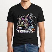 Time To Stir The Pot Witch Halloween V-Neck T-Shirt