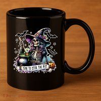 Time To Stir The Pot Witch Halloween 11oz C Handle Ceramic Mug