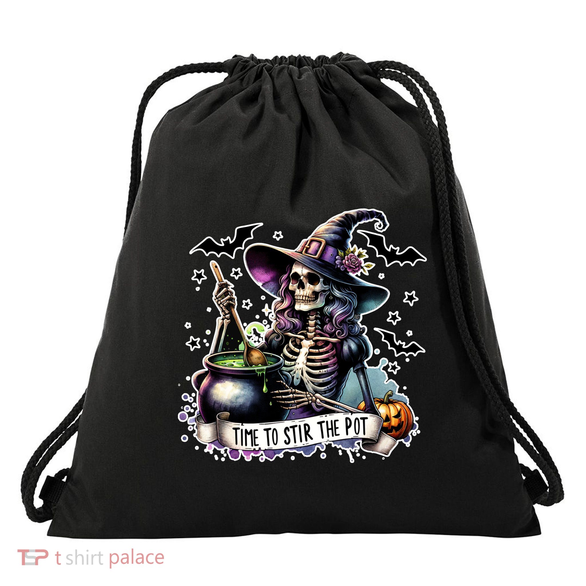 Time To Stir The Pot Witch Halloween Drawstring Bag