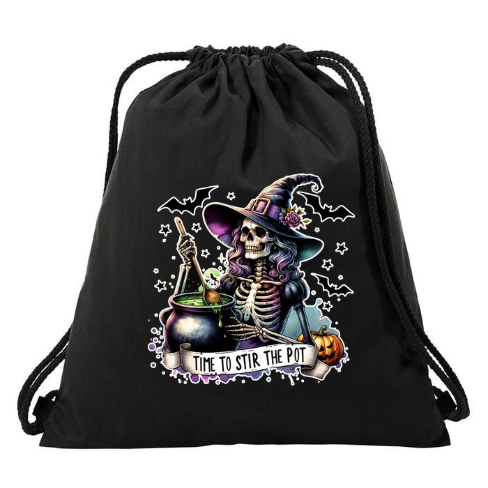 Time To Stir The Pot Witch Halloween Drawstring Bag