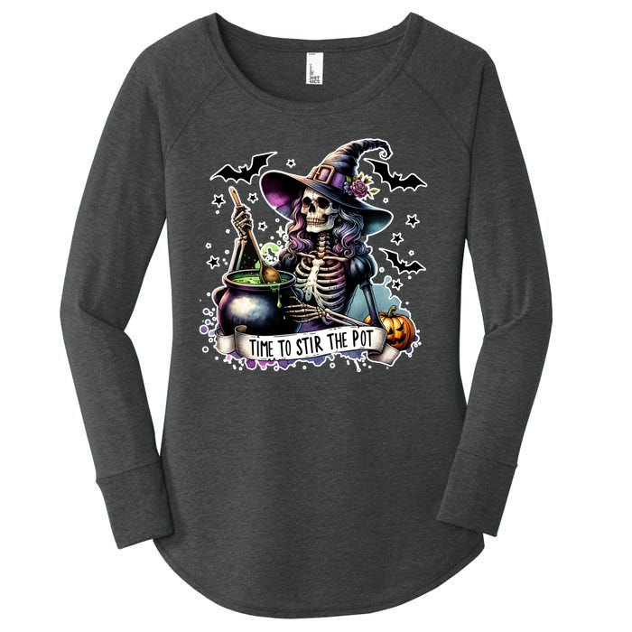 Time To Stir The Pot Witch Halloween Women's Perfect Tri Tunic Long Sleeve Shirt