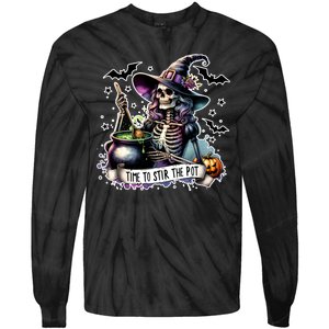 Time To Stir The Pot Witch Halloween Tie-Dye Long Sleeve Shirt