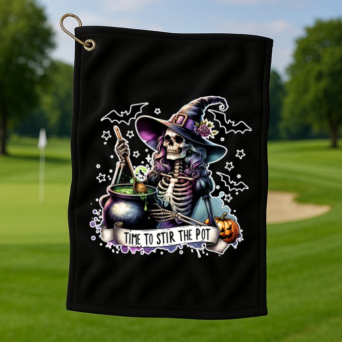 Time To Stir The Pot Witch Halloween Golf Towel