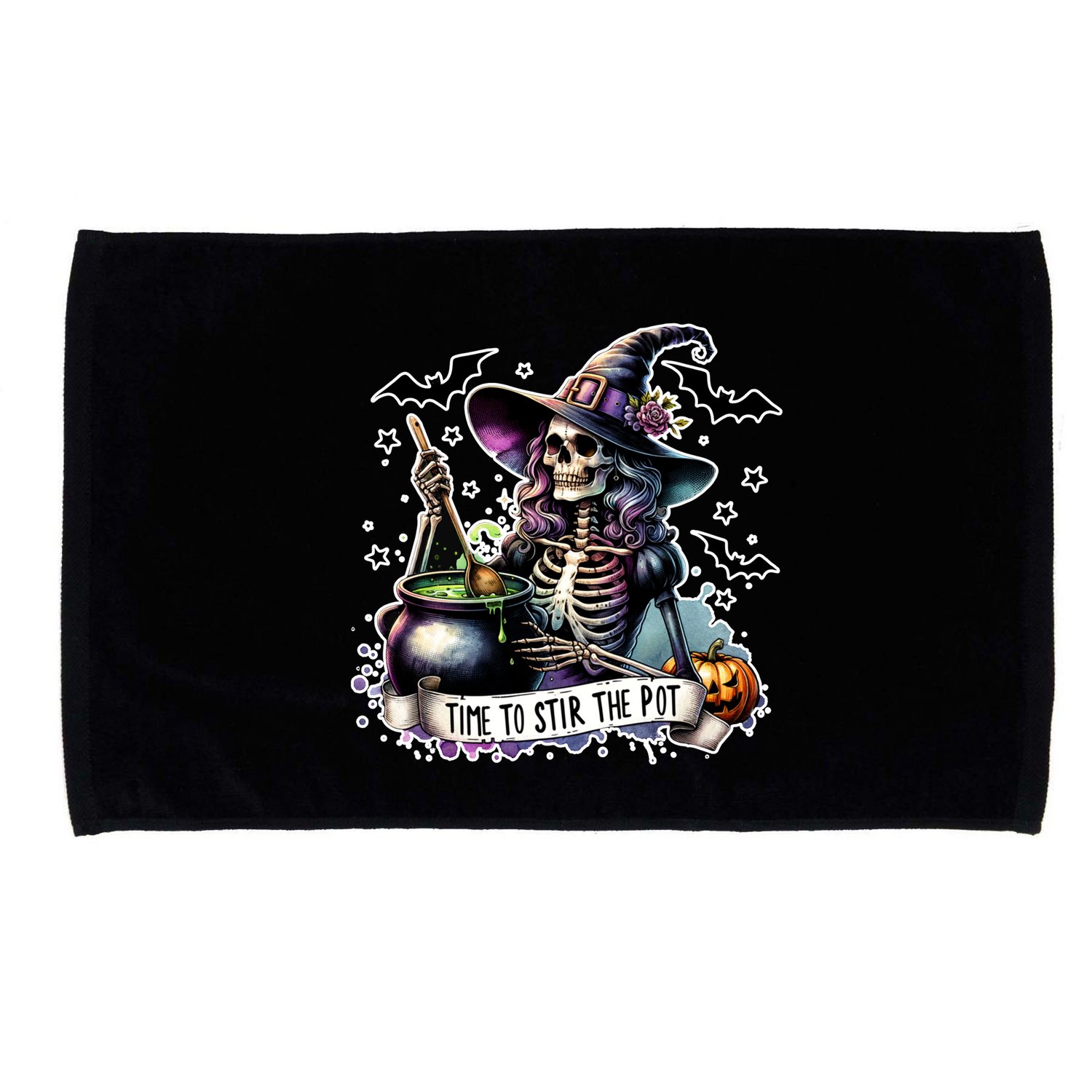 Time To Stir The Pot Witch Halloween Microfiber Hand Towel