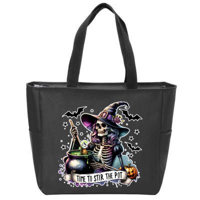 Time To Stir The Pot Witch Halloween Zip Tote Bag