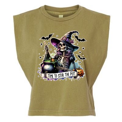 Time To Stir The Pot Witch Halloween Garment-Dyed Women's Muscle Tee