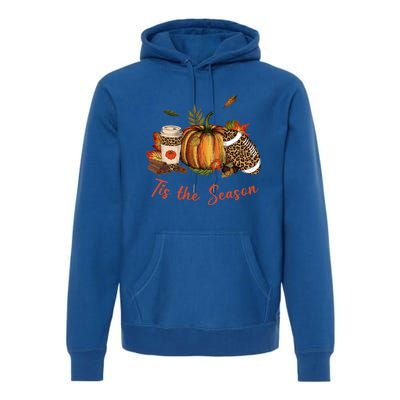 Tis The Season Leopard Pumpkin Football Fall A Premium Hoodie