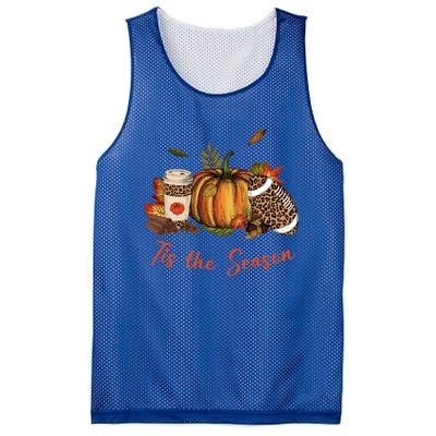 Tis The Season Leopard Pumpkin Football Fall A Mesh Reversible Basketball Jersey Tank