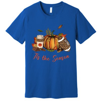 Tis The Season Leopard Pumpkin Football Fall A Premium T-Shirt