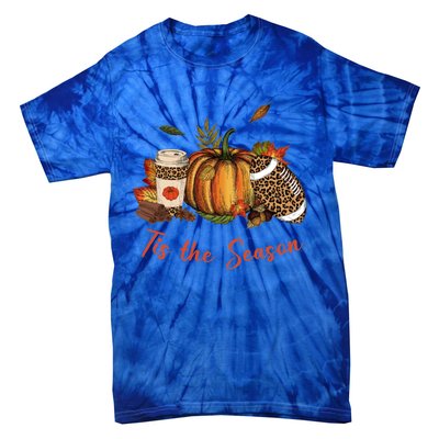 Tis The Season Leopard Pumpkin Football Fall A Tie-Dye T-Shirt