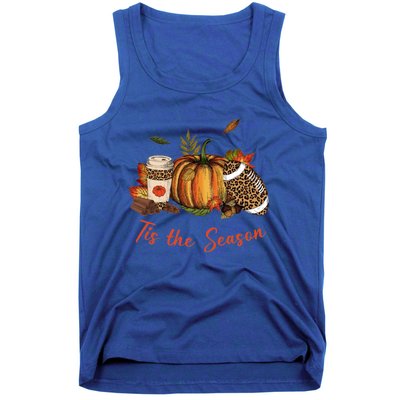 Tis The Season Leopard Pumpkin Football Fall A Tank Top