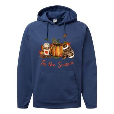 Tis The Season Leopard Pumpkin Football Fall A Performance Fleece Hoodie