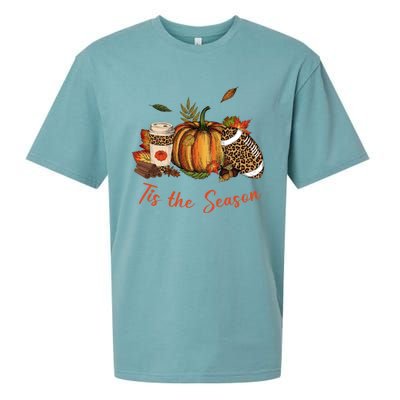 Tis The Season Leopard Pumpkin Football Fall A Sueded Cloud Jersey T-Shirt