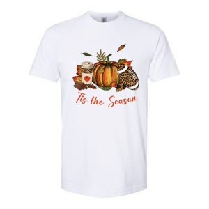 Tis The Season Leopard Pumpkin Football Fall A Softstyle® CVC T-Shirt