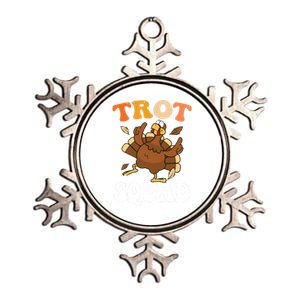 Turkey Trot Squad Funny Thanksgiving Fall Turkey Face Cool Gift Metallic Star Ornament