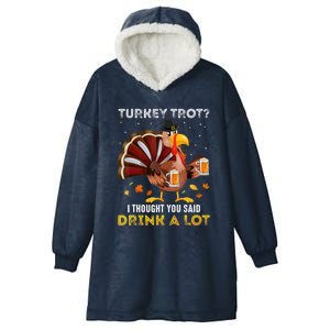 Turkey Trot Squad Running Drinking Matching Thanksgiving Hooded Wearable Blanket