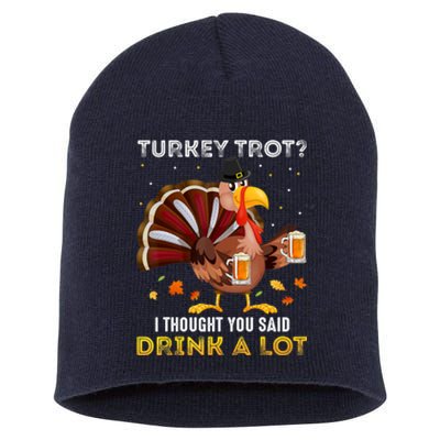 Turkey Trot Squad Running Drinking Matching Thanksgiving Short Acrylic Beanie