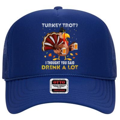 Turkey Trot Squad Running Drinking Matching Thanksgiving High Crown Mesh Back Trucker Hat