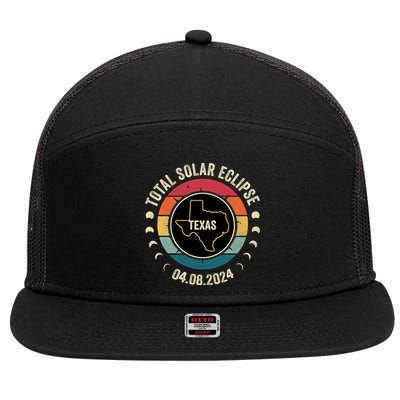 Texas Total Solar Eclipse 2024 American Totality April 8 7 Panel Mesh Trucker Snapback Hat