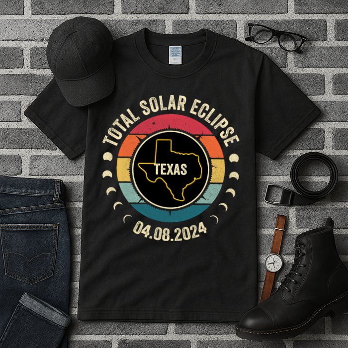 Texas Total Solar Eclipse 2024 American Totality April 8 Tall T-Shirt