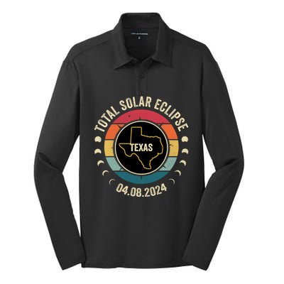 Texas Total Solar Eclipse 2024 American Totality April 8 Silk Touch Performance Long Sleeve Polo