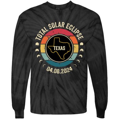 Texas Total Solar Eclipse 2024 American Totality April 8 Tie-Dye Long Sleeve Shirt