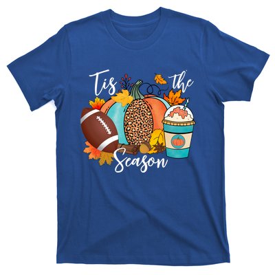 Tis The Season Leopard Pumpkin Love Fall Autumn Maple Leaves Gift T-Shirt