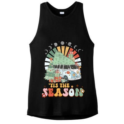Tis' The Season Merry Camper Christmas Tree RV Camping Xmas Ladies PosiCharge Tri-Blend Wicking Tank
