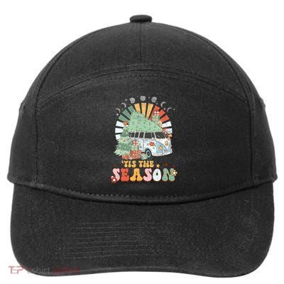 Tis' The Season Merry Camper Christmas Tree RV Camping Xmas 7-Panel Snapback Hat