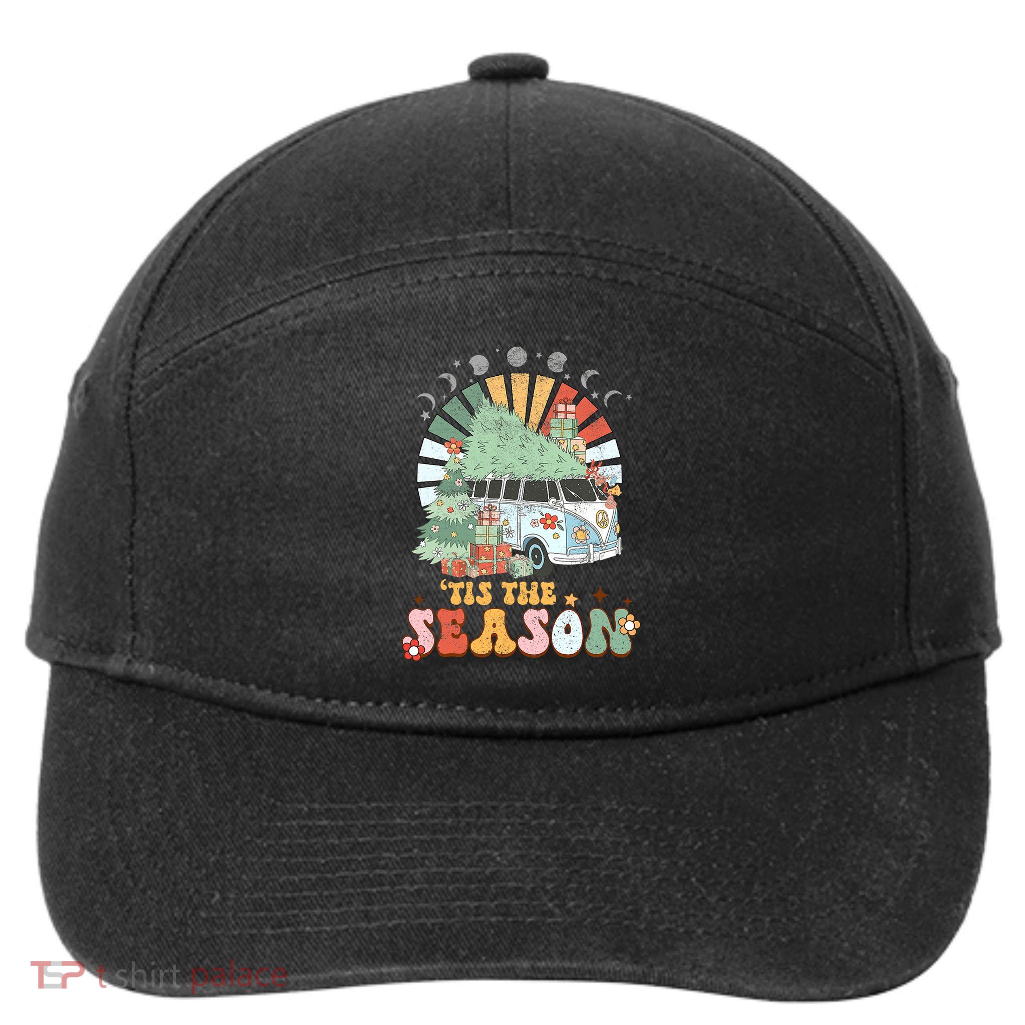 Tis' The Season Merry Camper Christmas Tree RV Camping Xmas 7-Panel Snapback Hat