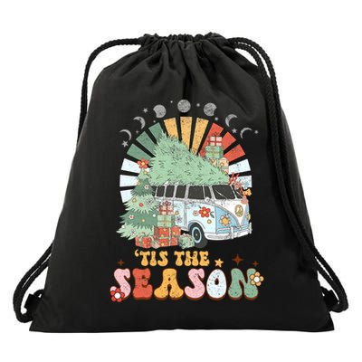 Tis' The Season Merry Camper Christmas Tree RV Camping Xmas Drawstring Bag