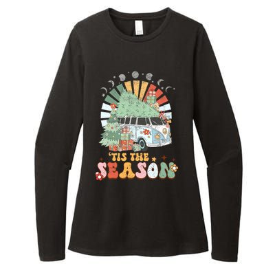 Tis' The Season Merry Camper Christmas Tree RV Camping Xmas Womens CVC Long Sleeve Shirt