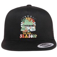 Tis' The Season Merry Camper Christmas Tree RV Camping Xmas Flat Bill Trucker Hat