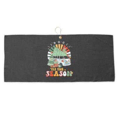 Tis' The Season Merry Camper Christmas Tree RV Camping Xmas Large Microfiber Waffle Golf Towel