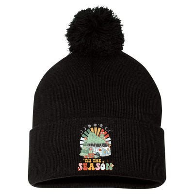Tis' The Season Merry Camper Christmas Tree RV Camping Xmas Pom Pom 12in Knit Beanie