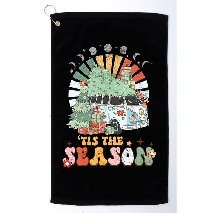 Tis' The Season Merry Camper Christmas Tree RV Camping Xmas Golf Towel
