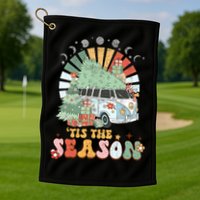 Tis' The Season Merry Camper Christmas Tree RV Camping Xmas Golf Towel