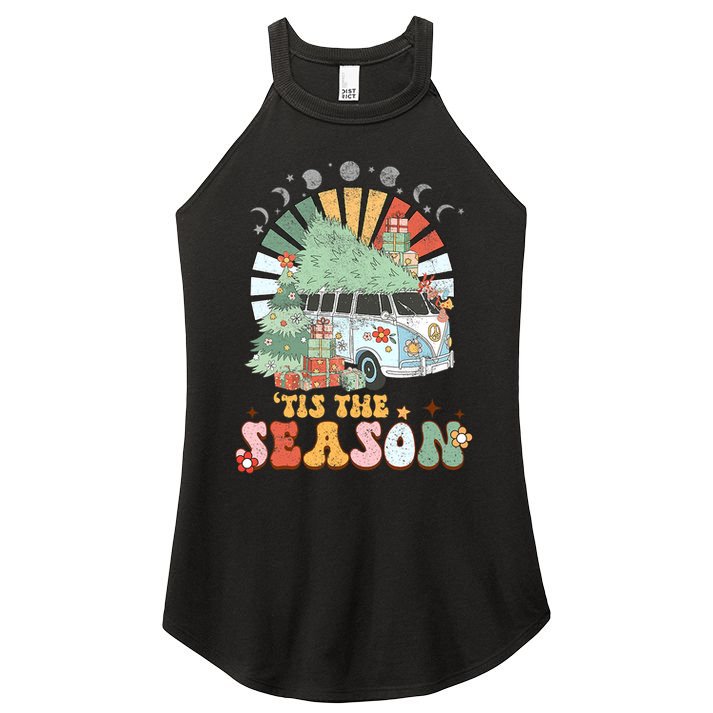 Tis' The Season Merry Camper Christmas Tree RV Camping Xmas Women's Perfect Tri Rocker Tank