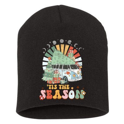 Tis' The Season Merry Camper Christmas Tree RV Camping Xmas Short Acrylic Beanie