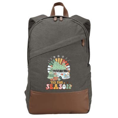 Tis' The Season Merry Camper Christmas Tree RV Camping Xmas Cotton Canvas Backpack