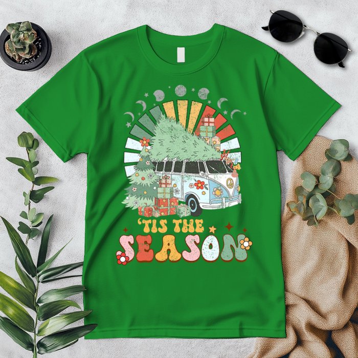 Tis' The Season Merry Camper Christmas Tree RV Camping Xmas Premium T-Shirt