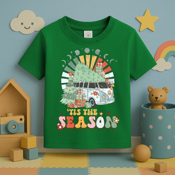 Tis' The Season Merry Camper Christmas Tree RV Camping Xmas Toddler T-Shirt