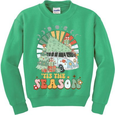 Tis' The Season Merry Camper Christmas Tree RV Camping Xmas Kids Sweatshirt