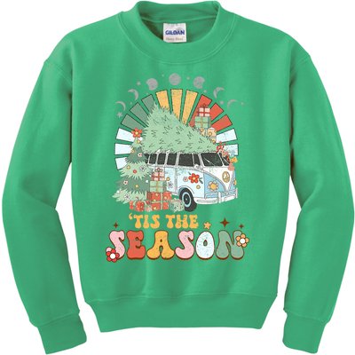 Tis' The Season Merry Camper Christmas Tree RV Camping Xmas Kids Sweatshirt